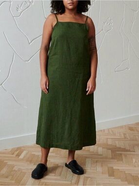 Linenfox Aurora Dress in Forest Green XS